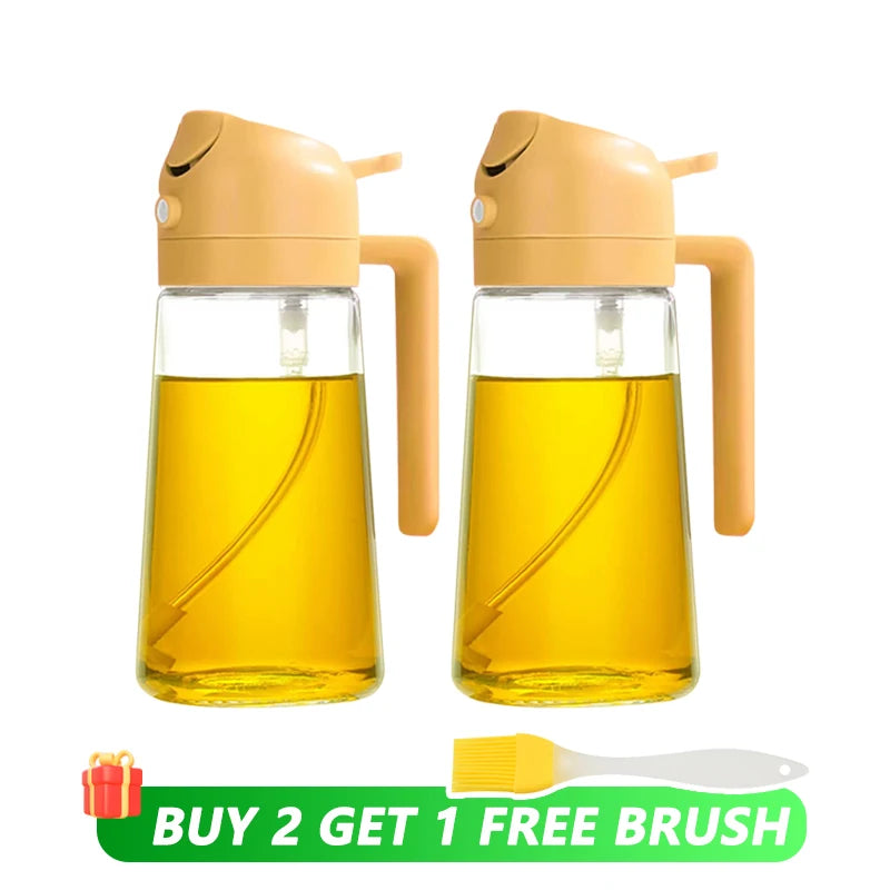 500mL Oil Empty Bottle 2in1 Sprayer & Pourer Plastic Oil Container Kitchen Cooking Oil Dispenser Vaporizer Cruet for Camping BBQ