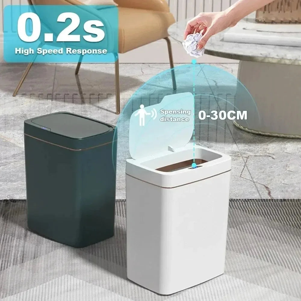 Our smart bathroom bin features touchless operation and a sleek design, offering a hygienic and convenient waste disposal solution.