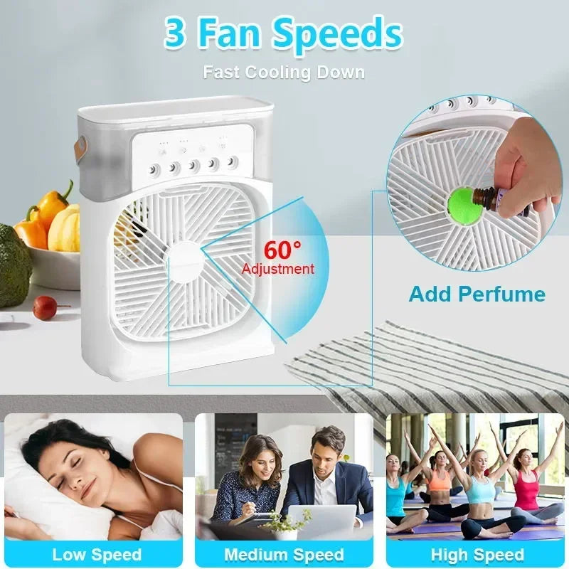 3 in 1 fan cooler, beat the heat wherever you go with long lasting power so you can stay cool for long.