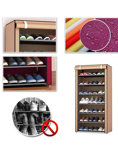 Compact, stylish cabinet designed to neatly organize and store your shoes while saving space.