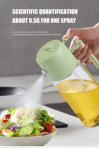 500mL Oil Empty Bottle 2in1 Sprayer & Pourer Plastic Oil Container Kitchen Cooking Oil Dispenser Vaporizer Cruet for Camping BBQ