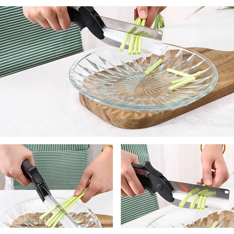 3-in-1 Kitchen Tool: Knife, Chopping Board & Scissors for Effortless Meal Prep.