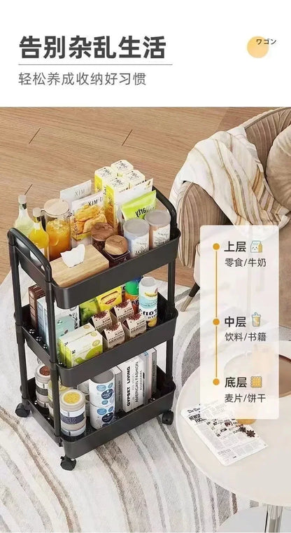 Space-saving rack designed to organize and store kitchen essentials efficiently.