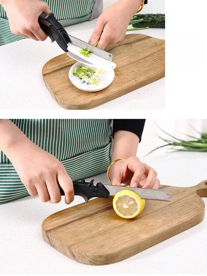 3-in-1 Kitchen Tool: Knife, Chopping Board & Scissors for Effortless Meal Prep.