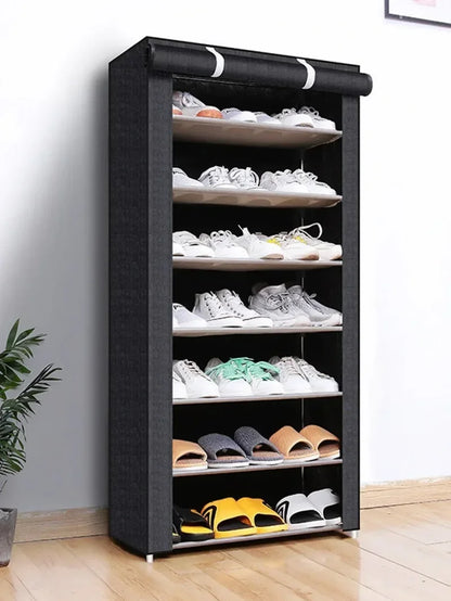 Compact, stylish cabinet designed to neatly organize and store your shoes while saving space.