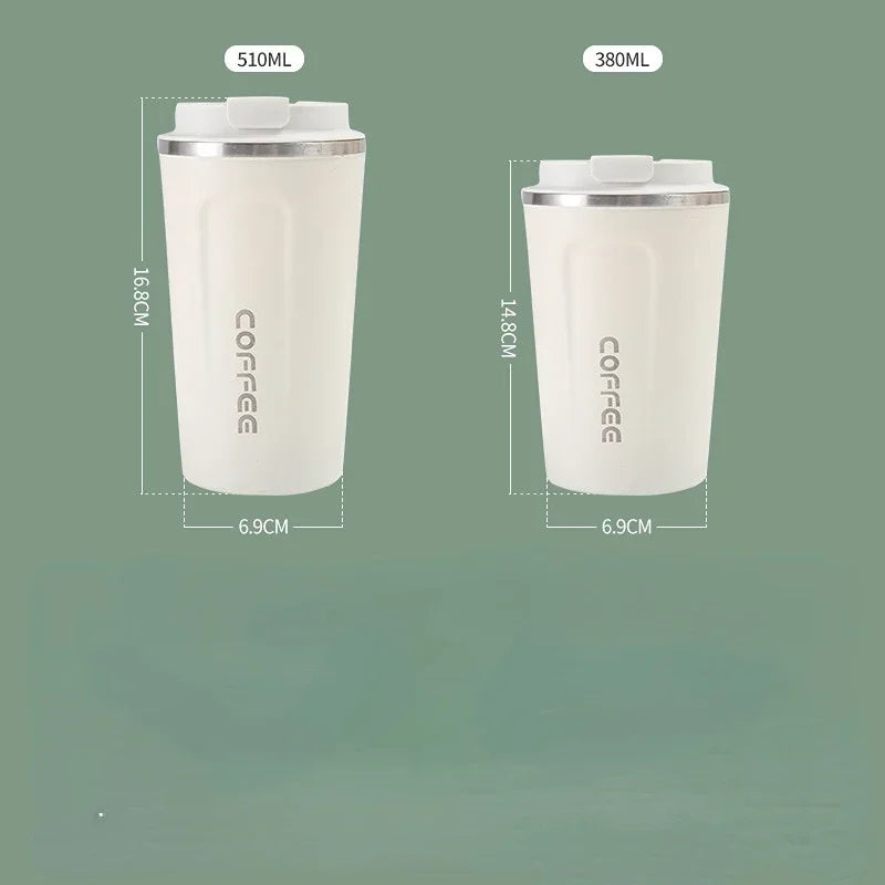 Insulated mug for keeping drinks hot or cold on the go.