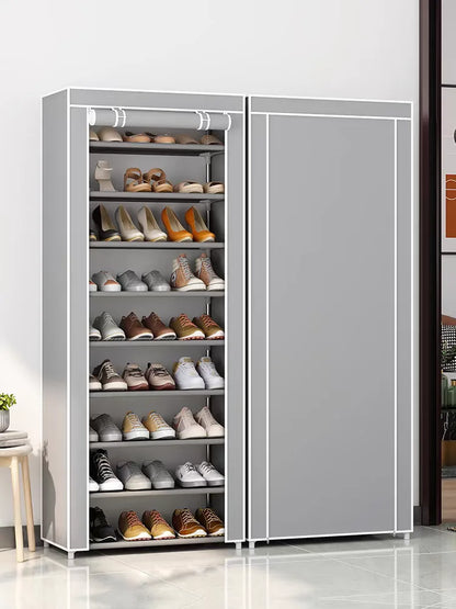 Compact, stylish cabinet designed to neatly organize and store your shoes while saving space.