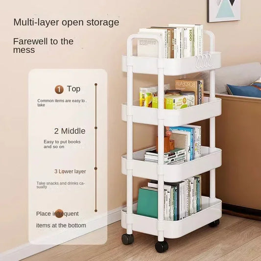 Space-saving rack designed to organize and store kitchen essentials efficiently.