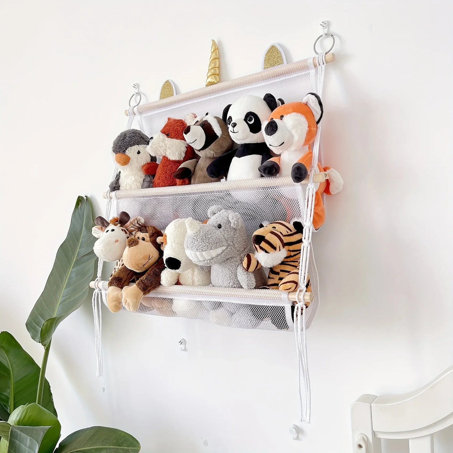 Hanging storage, perfect for kids room.