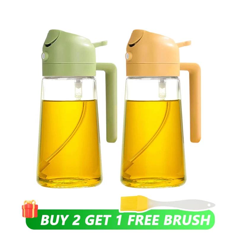 500mL Oil Empty Bottle 2in1 Sprayer & Pourer Plastic Oil Container Kitchen Cooking Oil Dispenser Vaporizer Cruet for Camping BBQ