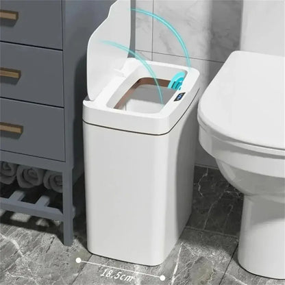 Our smart bathroom bin features touchless operation and a sleek design, offering a hygienic and convenient waste disposal solution.