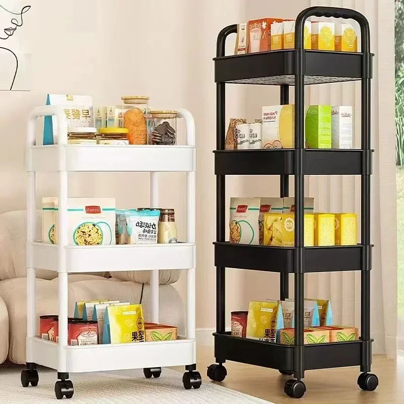 Space-saving rack designed to organize and store kitchen essentials efficiently.