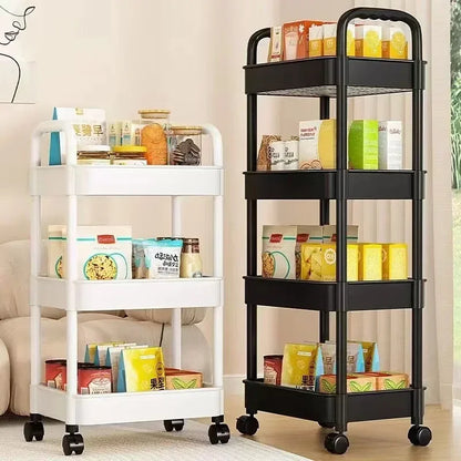 Space-saving rack designed to organize and store kitchen essentials efficiently.