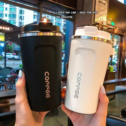 Insulated mug for keeping drinks hot or cold on the go.