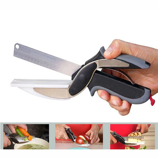 3-in-1 Kitchen Tool: Knife, Chopping Board & Scissors for Effortless Meal Prep.