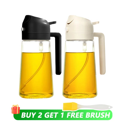 500mL Oil Empty Bottle 2in1 Sprayer & Pourer Plastic Oil Container Kitchen Cooking Oil Dispenser Vaporizer Cruet for Camping BBQ