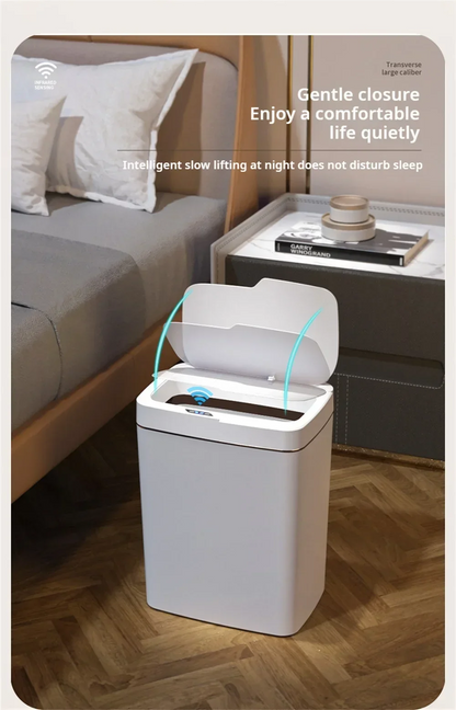 Our smart bathroom bin features touchless operation and a sleek design, offering a hygienic and convenient waste disposal solution.