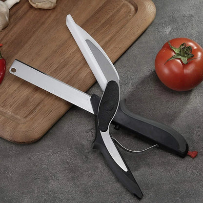 3-in-1 Kitchen Tool: Knife, Chopping Board & Scissors for Effortless Meal Prep.