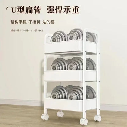 Space-saving rack designed to organize and store kitchen essentials efficiently.