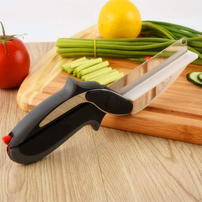 3-in-1 Kitchen Tool: Knife, Chopping Board & Scissors for Effortless Meal Prep.