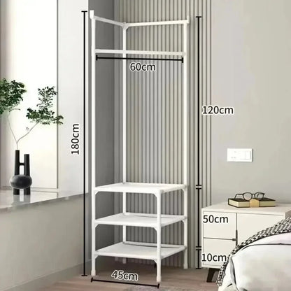 Stylish, space-efficient rack for organizing clothes in any corner.